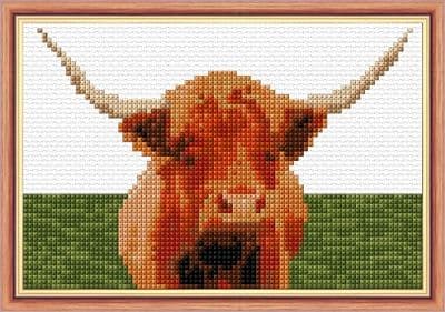 Scottish Highland Cow - 14 Count Mini Cross Stitch Kit