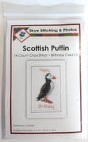 Scottish Puffin,  A6 Greeting Card ~ 14 Count Cross Stitch Kit