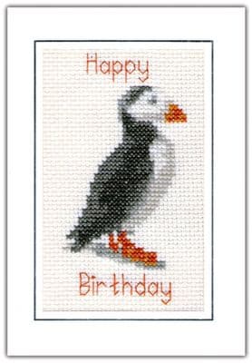 Scottish Puffin: Happy Birthday Cross Stitch Card Kit | 14ct A6