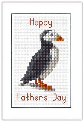 Scottish Puffin, Happy Fathers Day ~ A6 Card, 14ct Cross Stitch Kit