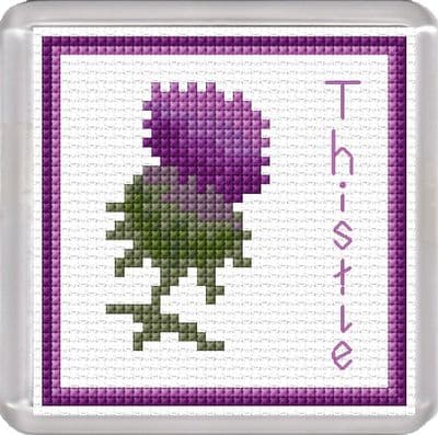 Scottish Purple Thistle Coaster - 14 Count Cross Stitch Kit