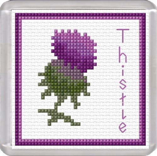 Scottish Purple Thistle Coaster ~ 14 Count Cross Stitch Kit