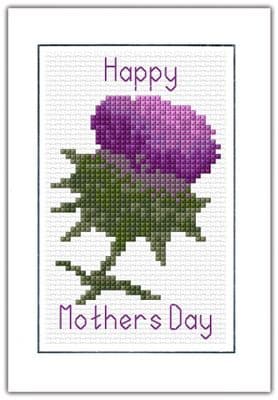 Scottish Thistle: Happy Mothers Day Cross Stitch Card Kit | 14ct A6