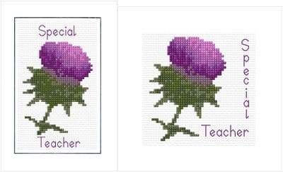 Scottish Thistle ~ Special Teacher A6/Square Greeting Cards, 14ct Cross Stitch Kit