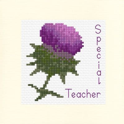 Scottish Thistle: Special Teacher Cross Stitch Card Kit | 14ct Square 5.5