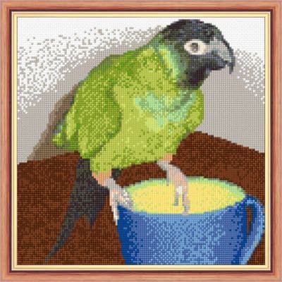 Small Green Nanday Parrot ~ 14 Count Cross Stitch 9