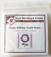 Smiley Flower (Purple), Happy Birthday ~ 16 Count Coaster Cross Stitch Kit