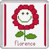 Smiley Flower (Red), Happy Birthday ~ 16 Count Coaster Cross Stitch Kit