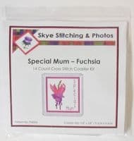 Special Mum, Purple/Pink Fuchsia ~ Flower Coaster Cross Stitch Kit