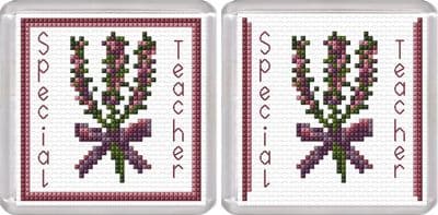 Special Teacher, Purple Scottish Heather - 14 Count Coaster Cross Stitch Kit