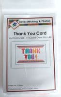 Thank You Block Wording  Multicoloured Cross Stitch Card Kit | 14ct A6