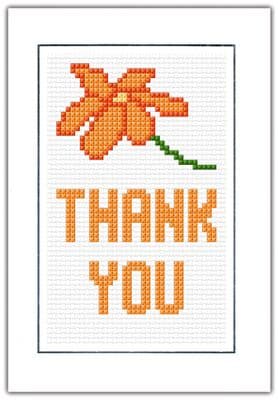 Thank You, Orange Flower ~ 14ct Cross Stitch Card Kit 4