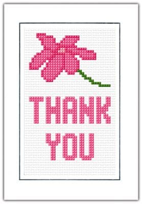 Thank You, Pink Flower - Cross Stitch Card Kit 4
