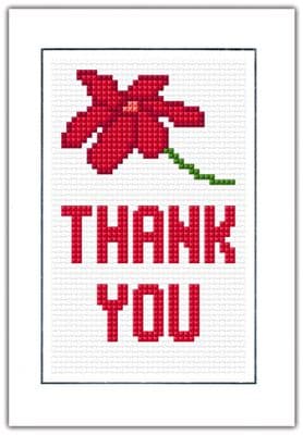 Thank You, Red Flower - Cross Stitch Card Kit 4