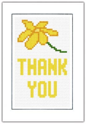 Thank You, Yellow Flower - Cross Stitch Card Kit 4