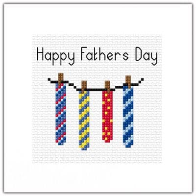 Ties on the Line: Happy Fathers Day Cross Stitch Card Kit | 14ct Square 5.5