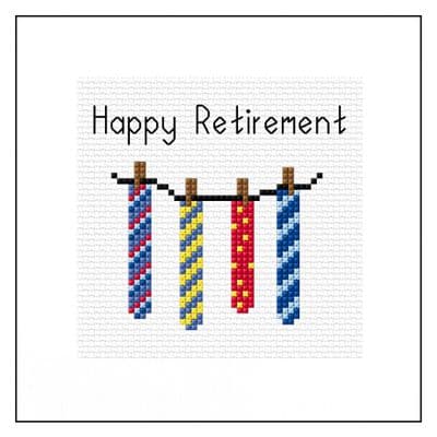 Ties on the Line: Happy Retirement Cross Stitch Card Kit | 14ct Square 5.5