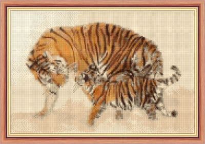 Tiger Mother & Cub: Counted Cross Stitch Kit | 14ct 12