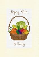 Vegetable Basket Happy Age Birthday Cross Stitch Card Kit | 14ct A5 6