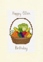 Vegetable Basket Happy Age Birthday Cross Stitch Card Kit | 14ct A5 6
