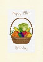 Vegetable Basket Happy Age Birthday Cross Stitch Card Kit | 14ct A5 6