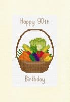 Vegetable Basket Happy Age Birthday Cross Stitch Card Kit | 14ct A5 6