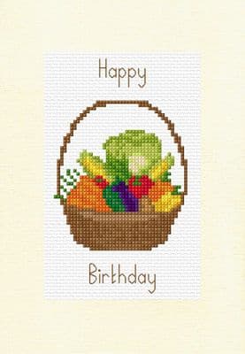 Vegetable Basket: Happy Birthday Cross Stitch Card Kit | 14ct A5 6