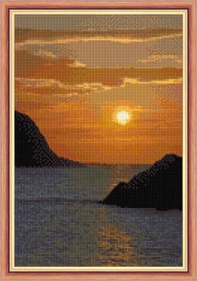 Water/Sea Sunset on the Rocks ~ 14 Count Cross Stitch Design ~ 8