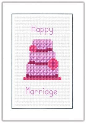 Wedding Cake: Happy Marriage Cross Stitch Card Kit | 14ct A6