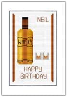 Whisky & Glasses: Happy Birthday Cross Stitch Card Kit | 14ct A6
