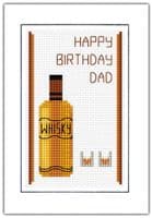 Whisky & Glasses: Happy Birthday Cross Stitch Card Kit | 14ct A6