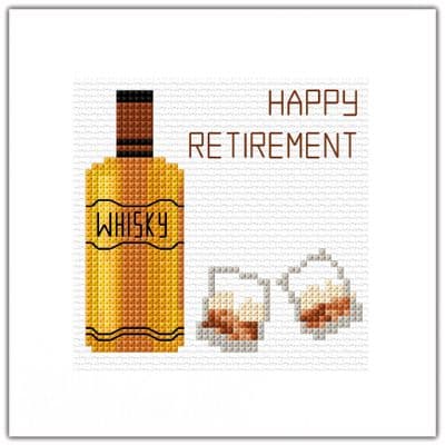 Whisky & Glasses - Retirement Greeting Cross Stitch Card Kit 5.5