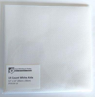 White 14 /16 Count Aida Fabric ~ Sizes From: 12