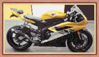 Yamaha R6 Yellow + Black Motorbike - 14 Count Cross Stitch - 13