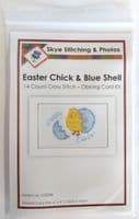 Yellow Chick & Blue Shell Happy Easter Cross Stitch Card Kit | 14ct A6