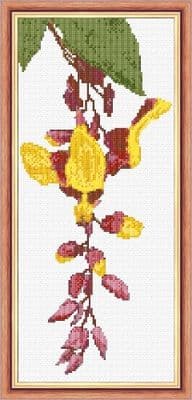 Yellow Mysore Trumpet Vine, Thunbergia Mysorensis)  Hanging Flower ~ 14 Count Cross Stitch 6