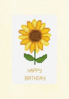 Yellow Sunflower ~ Happy Birthday Cross Stitch A5 Card Kit