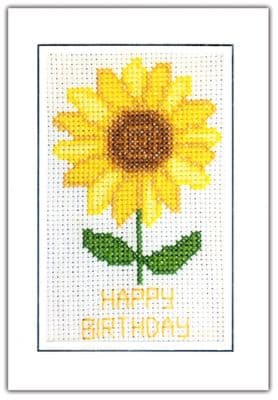 Yellow Sunflower: Happy Birthday Cross Stitch Card Kit | 14ct A6