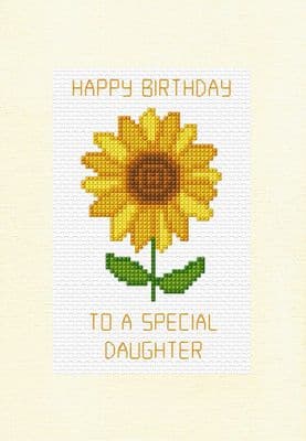Yellow Sunflower: Happy Birthday To A Special Cross Stitch Card Kit | Personalised 14ct A5 6
