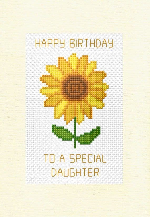 Yellow Sunflower To A Special Birthday Cross Stitch Card Kit | A5 14ct | Skye Stitching