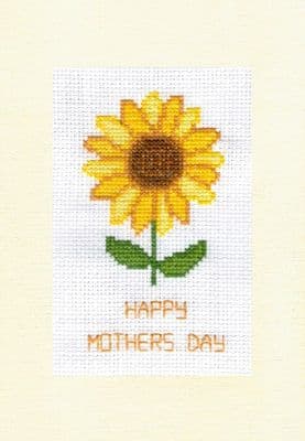 Yellow Sunflower ~ Happy Mothers Day Cross Stitch A5 Card Kit