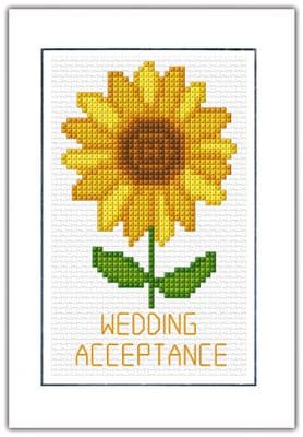 Yellow Sunflower: Wedding Acceptance Cross Stitch Card Kit | 14ct A6