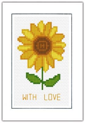 Yellow Sunflower: With Love Cross Stitch Card Kit | 14ct A6