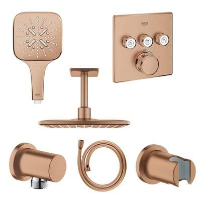 Grohe Rainshower Smartactive ensemble de douche avec douche de tête au plafond - flexible de douche
