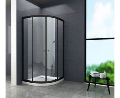 Paroi de douche quart de rond noir mat coulissante 80x80