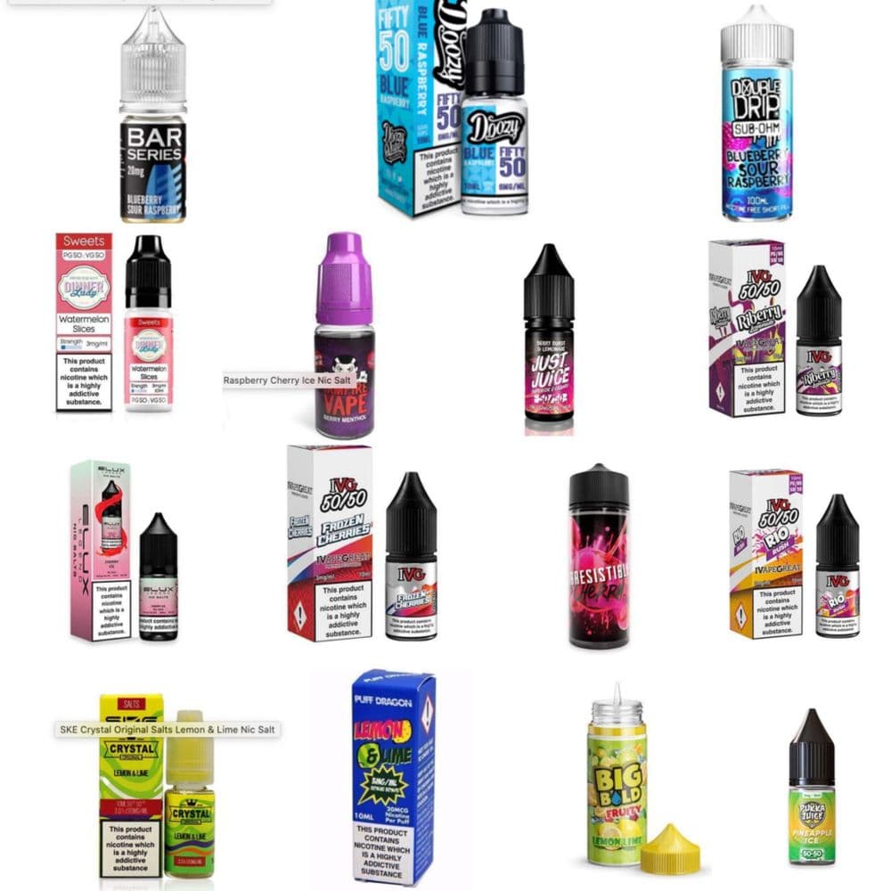 1 Litre E liquids / E-Liquid Vape Flavours - 80VG / 20PG ratio, 3mg, 6mg,  12mg, 18mg Nicotine Shots