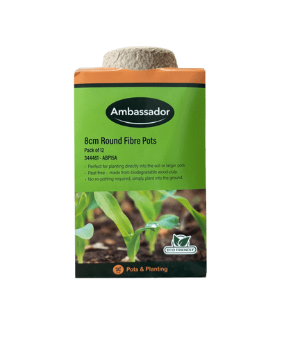 Ambassador Round Fibre Pots - 8cm - Pack 12