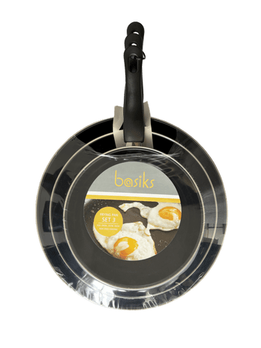 Basiks Carbon Steel Frying Pan Set - 3 Piece