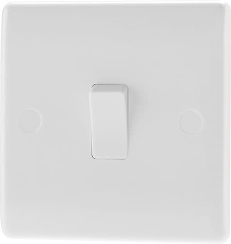 BG 1 Way 1 Gang White Round Edge Switch - 10a