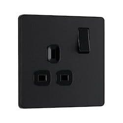 BG 13a 1 Gang Plastic Switched Socket - Matt Black